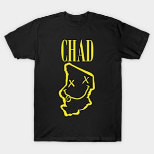 Vibrant Republic of Chad Africa x Eyes Happy Face: Unleash Your 90s Grunge Spirit! Smiling Squiggly Mouth Dazed Smiley Face T-Shirt